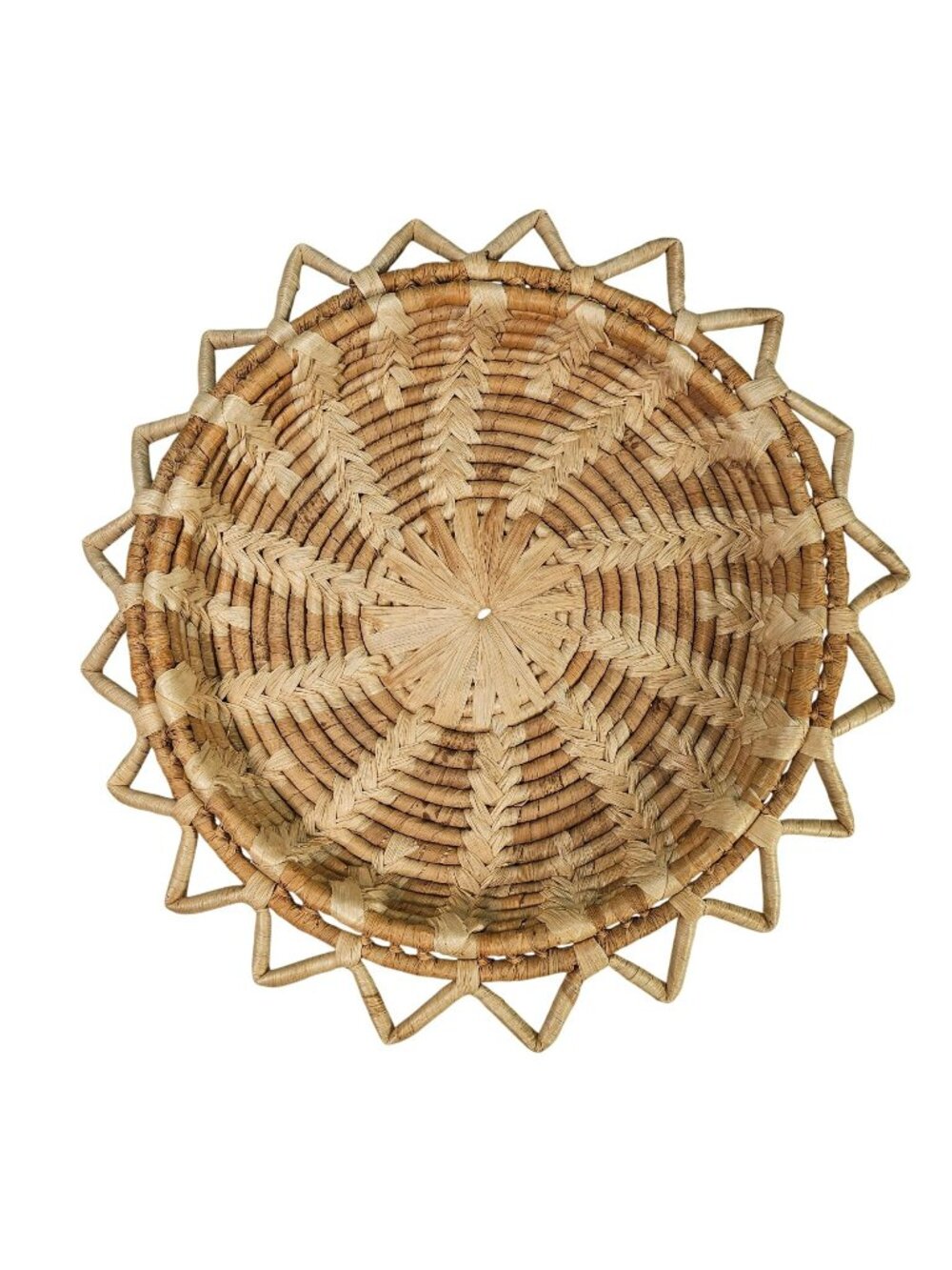 Starburst Handwoven Natural Wicker Plate Holder Basket 13" Rattan Table Decor